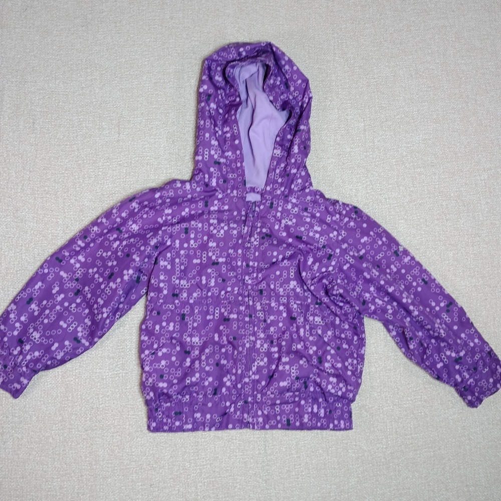 Columbia Girls Purple Geometric Omni-Shield Hooded Windbreaker Jacket 4T Toddler